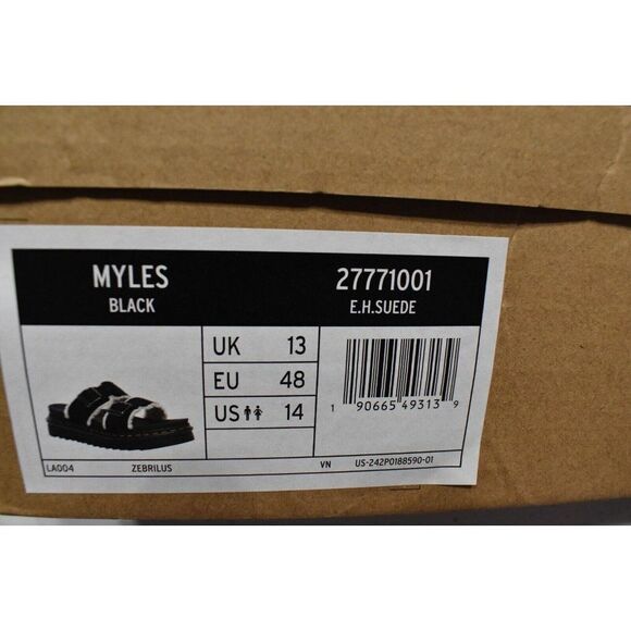 Dr Martens Mens Size 14 Myles‎ Black Suede Buckle Slide Sandals Shoes main image 7
